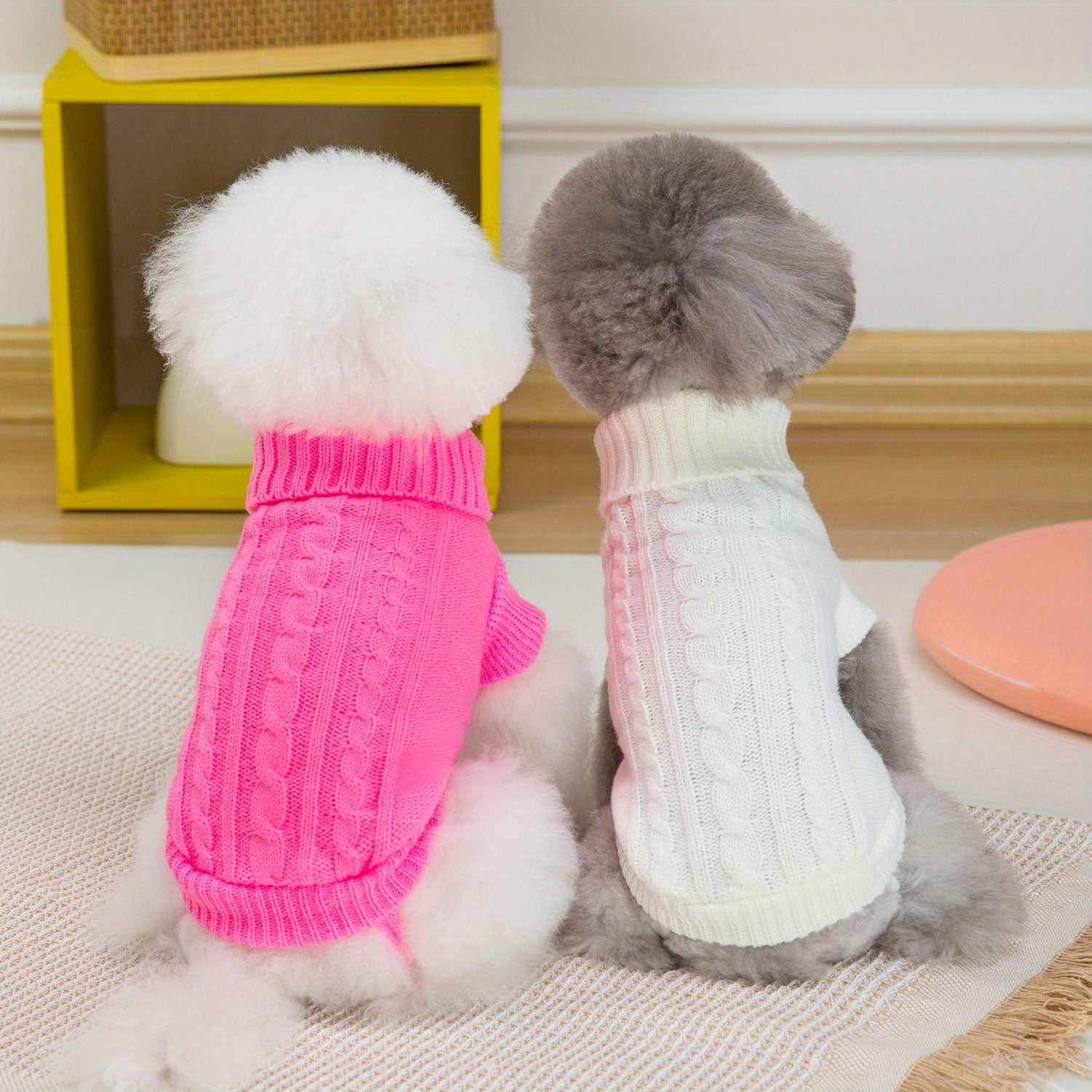 Small Dog Sweater Turtleneck Pullover for Winter Autumn Knit Polyester Toy Breed