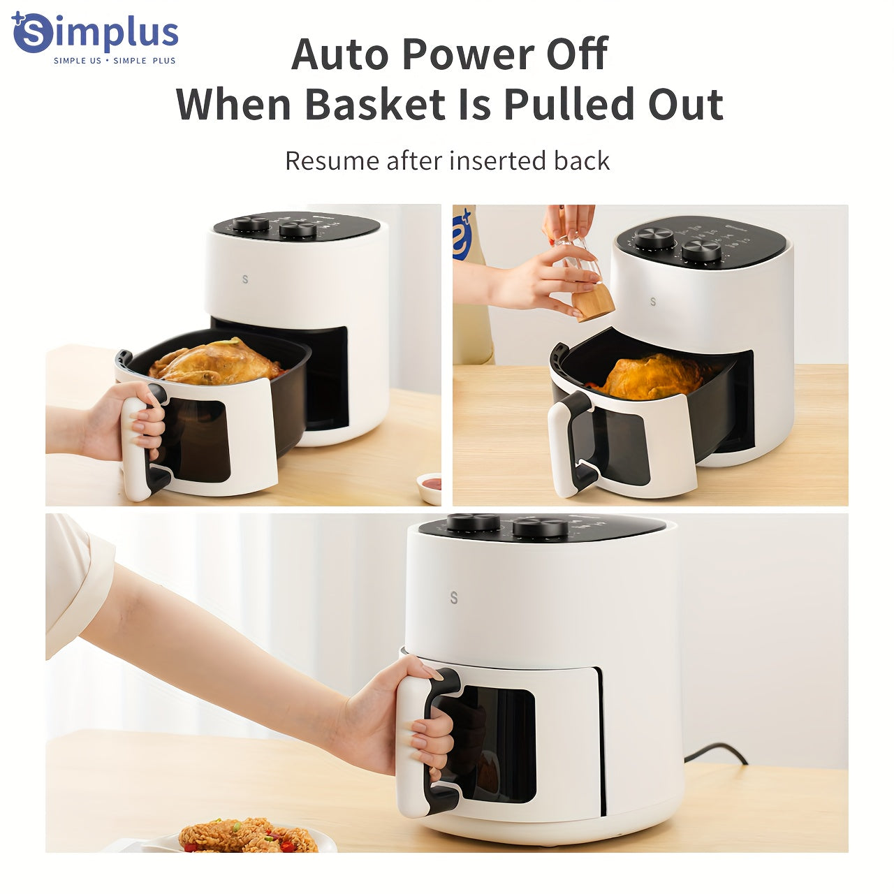 4.5L Havo Fryyer bilan oynali 1450W issiq havo aylanishi, oson tozalash