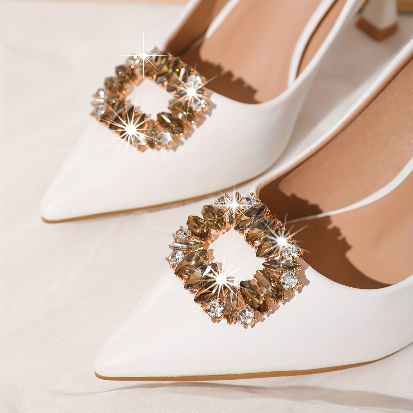 Women's Crystal Metal Buckle Shoe Accessories for High Heels and Dress Shoes