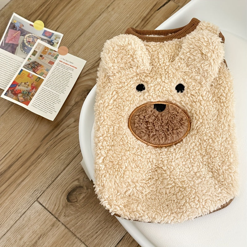 Warm Dog Sweater for Small Medium Breeds Bear Theme Pullover Polyester Machine Washable