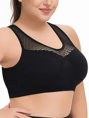 Women's Seamless Mesh Sports Bra Set of 3 Adjustable Plus Size No-Wire Yoga