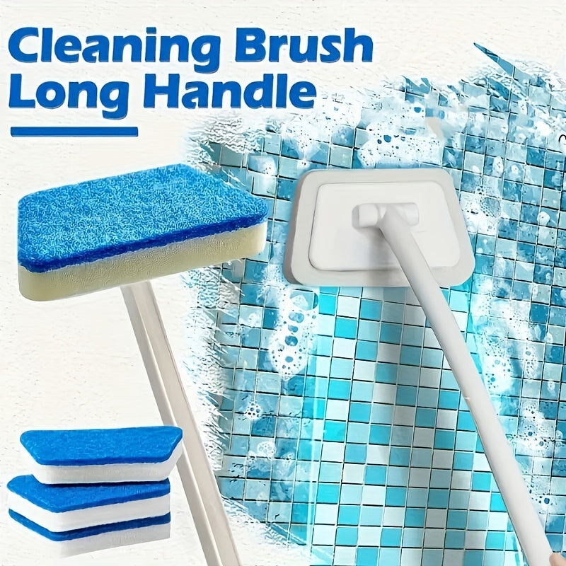 Long-Handled Cleaning Brush Set with Detachable Sponge, Versatile and Reusable