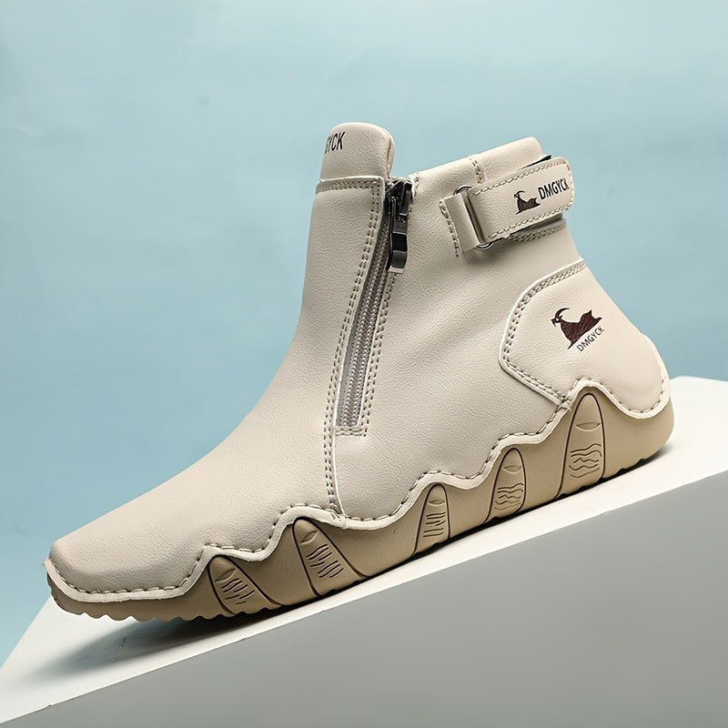 Zapatos casuales de color sólido para mujer con cremallera lateral y hebilla