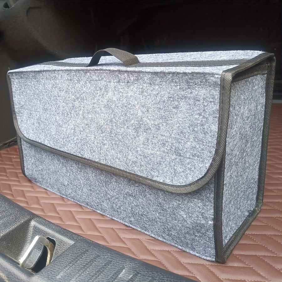 Caja de almacenamiento para coche, organizador portátil y plegable de fieltro para maletero, ideal para el interior del coche