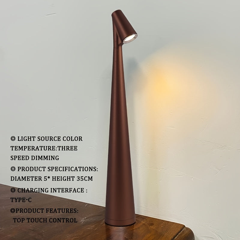 Rechargeable LED Desk Lamp with Touch Control, Adjustable Colors for Reading and Studying