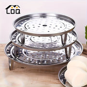 3-Piece Stainless Steel Steamer Racks for Stock Pots Multi-Tiered Round Inserts with Canner Rack Accessories