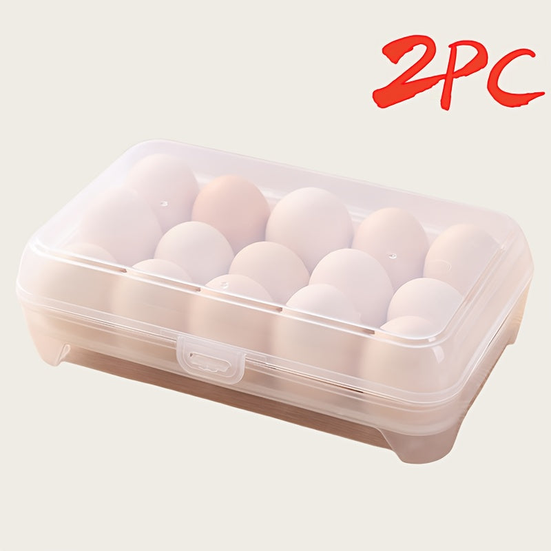2 Pack Large Capacity Egg Storage Trays Plastic Refrigerator Organizer Green and Yellow