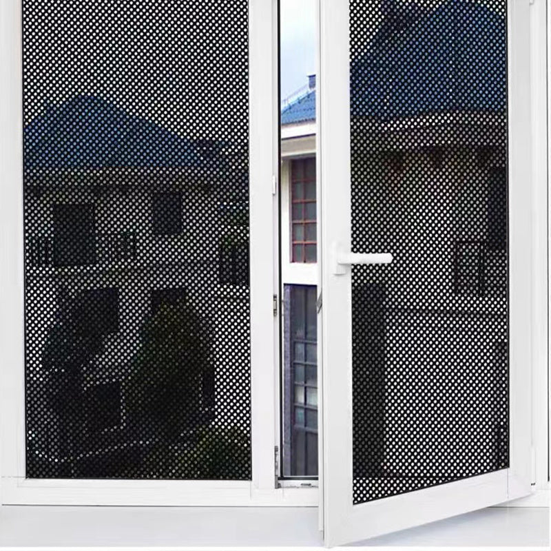 Stained Glass Window Privacy Film Black Vinyl One-Way Perforated UV Sun Blocking