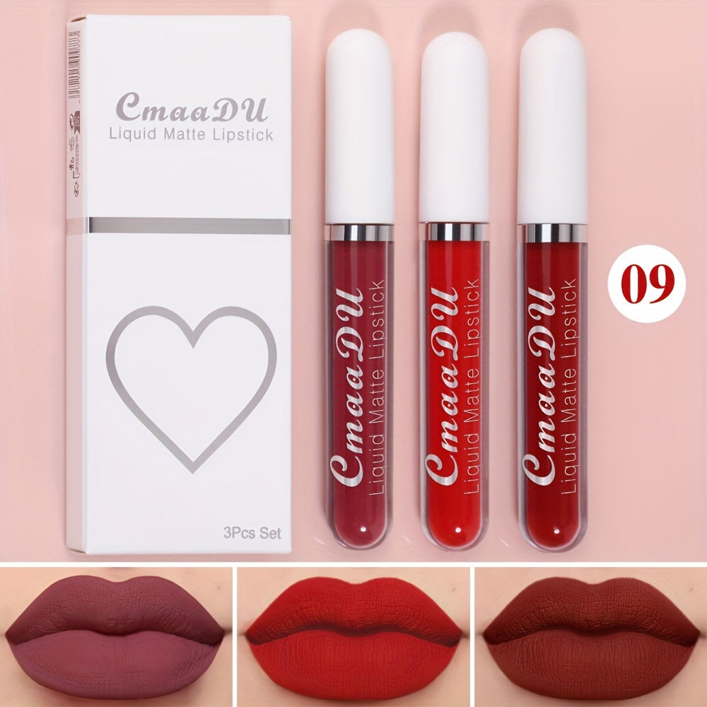Set de labiales líquidos mate para mujer, a prueba de agua y de larga duración en tonos rojos