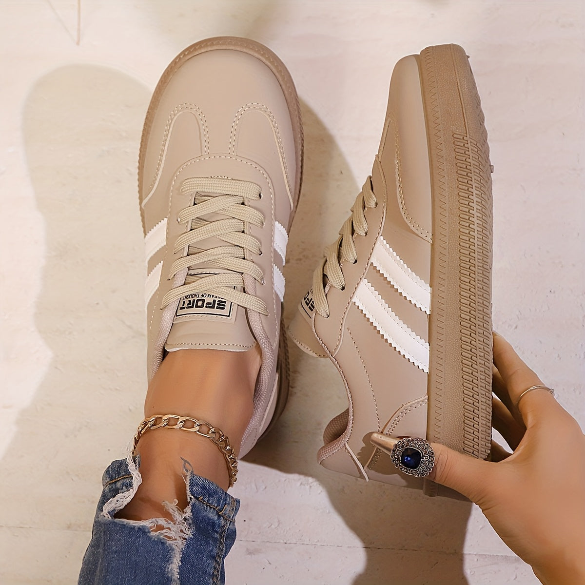 Women's Casual Sneakers Low Top Non-Slip PVC Sole All-Season