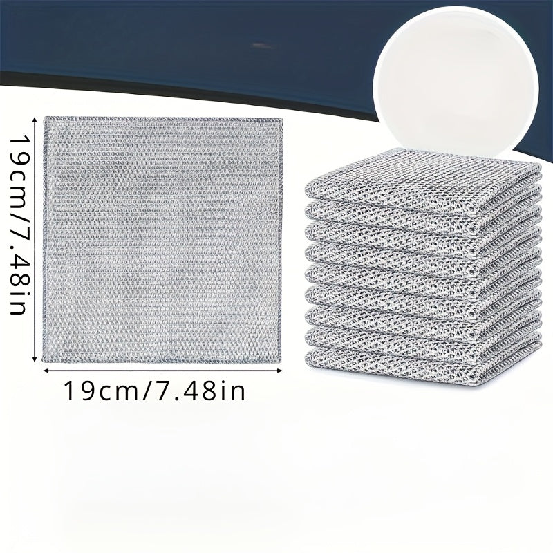 Double-Sided Steel Wire Cloths for Dishwashing, Reusable, Non-Greasy Kitchen Towels