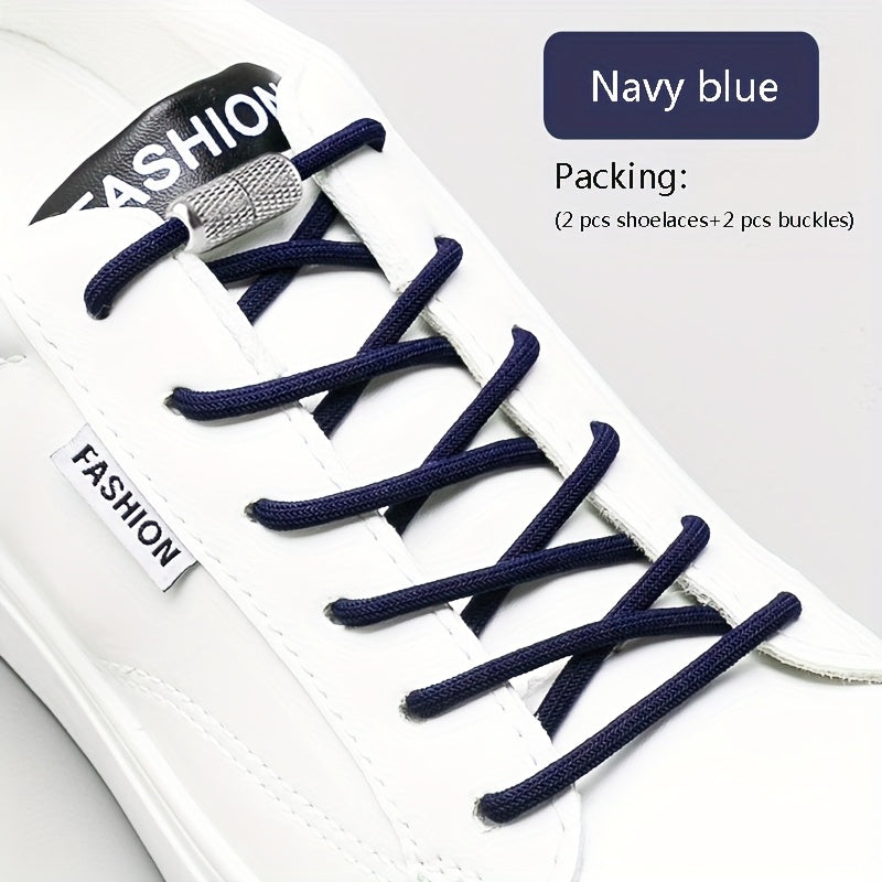 Unisex Elastic No-Tie Shoelaces Round Tapered Durable Acetate Cord