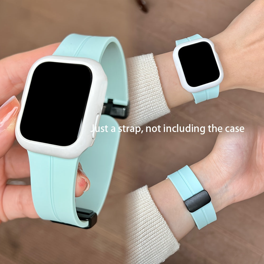 Магнитный силиконовый ремешок для iWatch с складной пряжкой, совместимый с Series 9-3 в различных размерах.