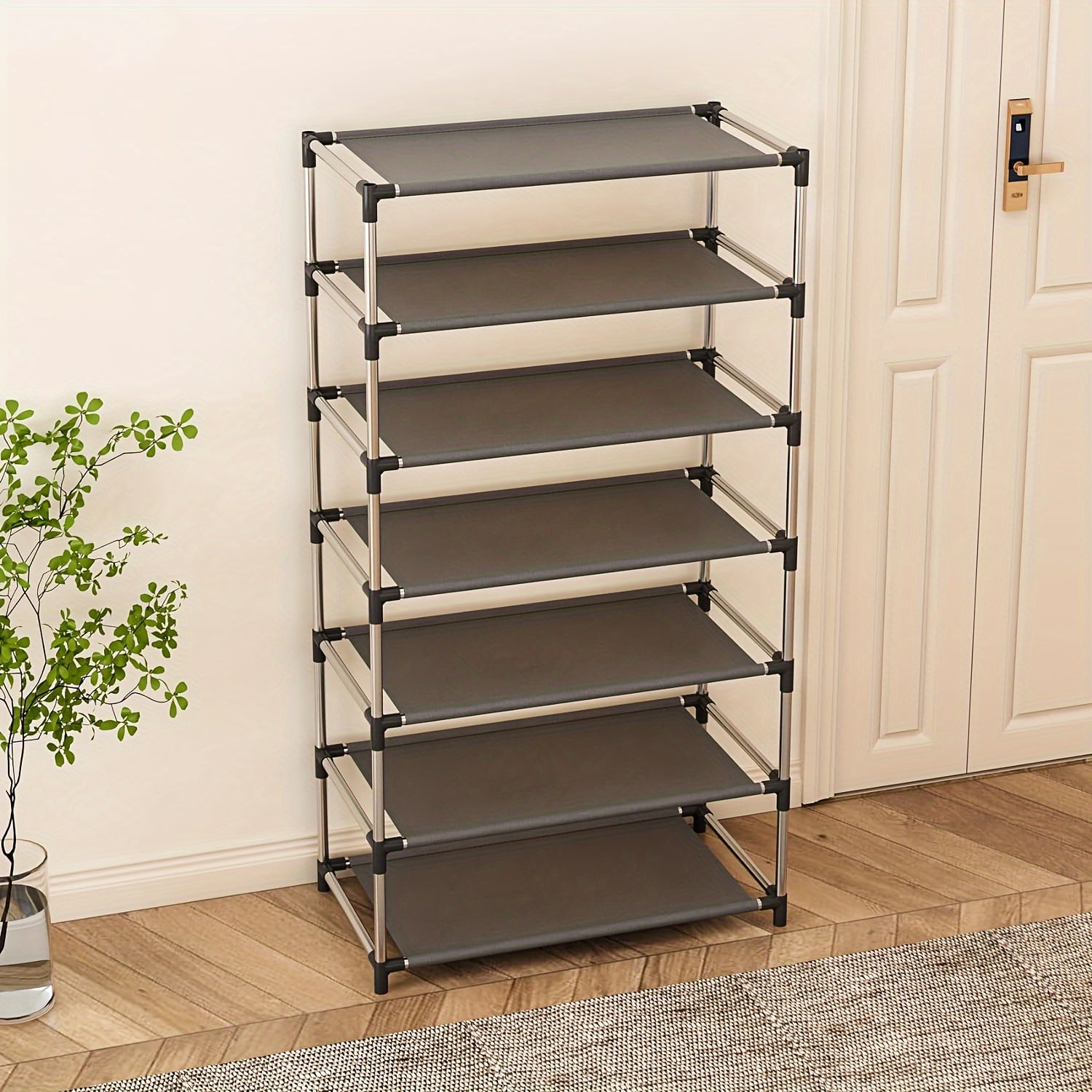 Estante de almacenamiento para zapatos negros con múltiples capas que sostiene de 18 a 21 pares para la organización del hogar