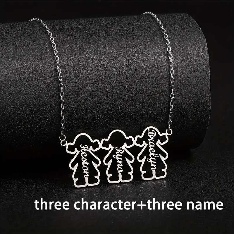 Personalized Stainless Steel Pendant Necklace with Multiple Names for Women
