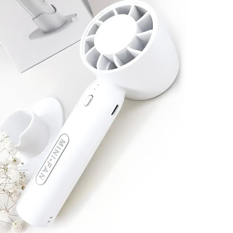 Portable Mini Fan USB Rechargeable 3-Speed Adjustable with Base Stand for Home Office Outdoor