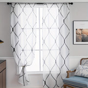 Geometric Rhombic Lattice Sheer Curtain for Living Room Bedroom 1 Piece