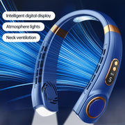 Bladeless neck fan USB rechargeable 5 speed digital display LED emergency lighting outdoor sports beach