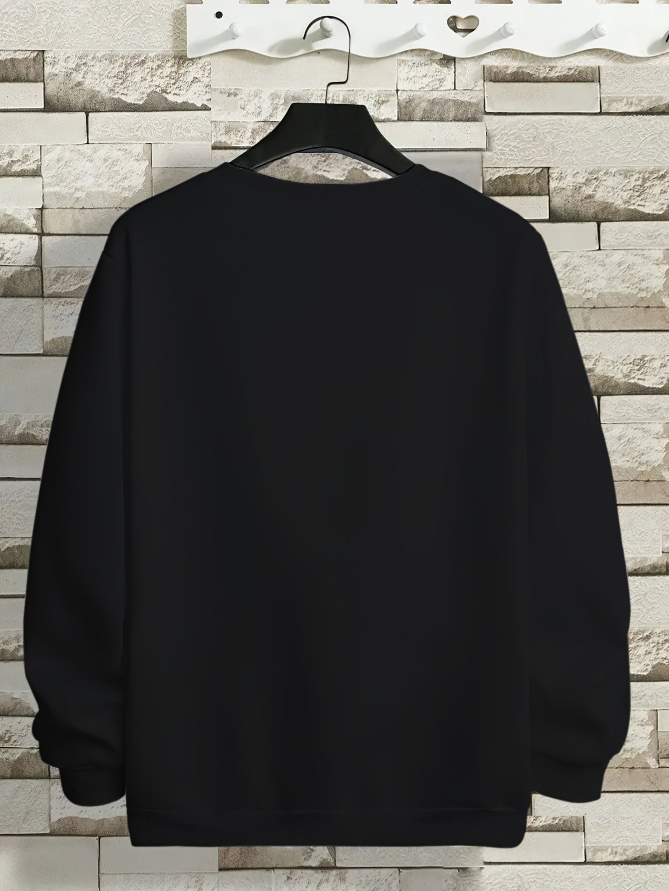 Sudadera de cuello redondo con forro de felpa para hombre talla grande con capucha, color sólido, tela elástica