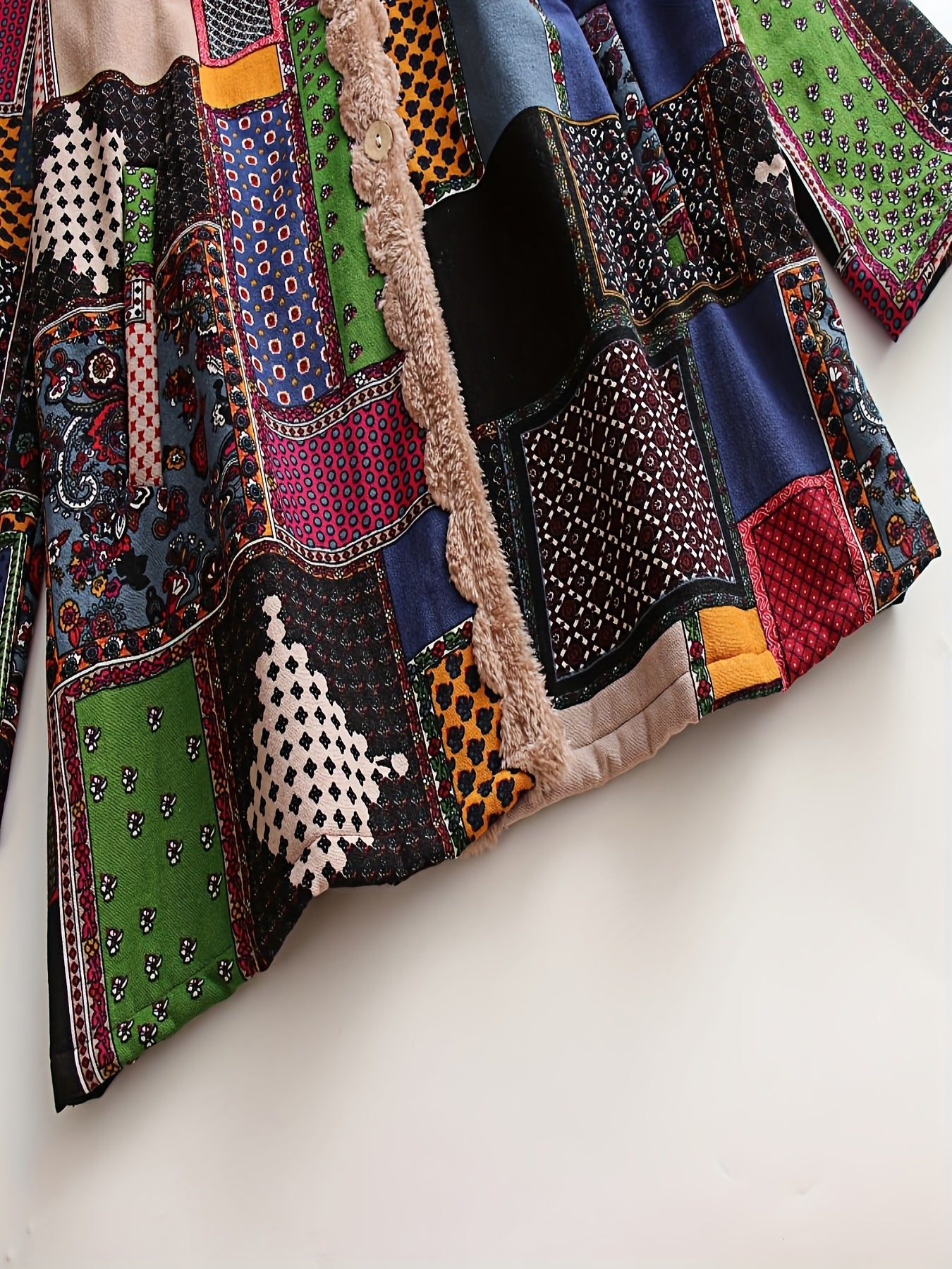 Большая женская толстовка с капюшоном из плюша, зимняя, оверсайз, с геометрическим узором