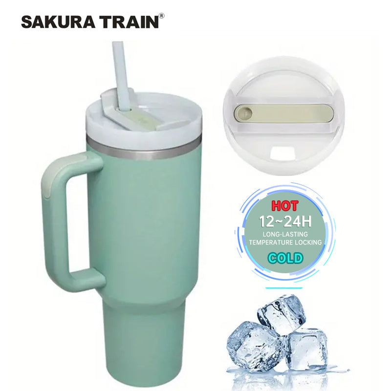 Large Stainless Steel Travel Mug with Straw for Camping School and Sports