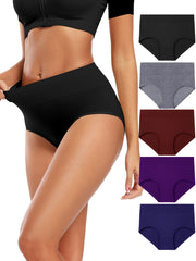 Set of 5 Women's High-Waisted Cotton Triangle Panties Briefs