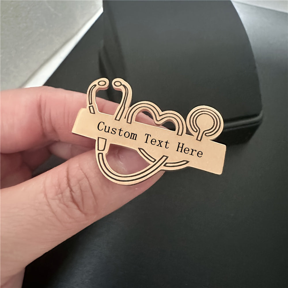 Personalized Stainless Steel Men's Brooch Engraved Name Logo Gift for Fathers Day