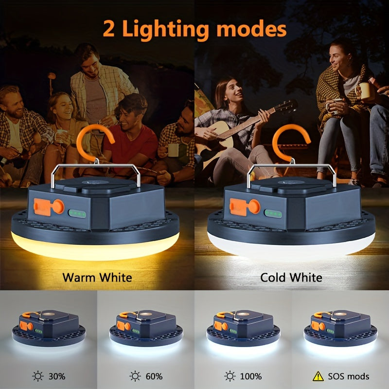 Linterna de camping LED recargable con base magnética, batería de litio de 4800mAh y 4 modos
