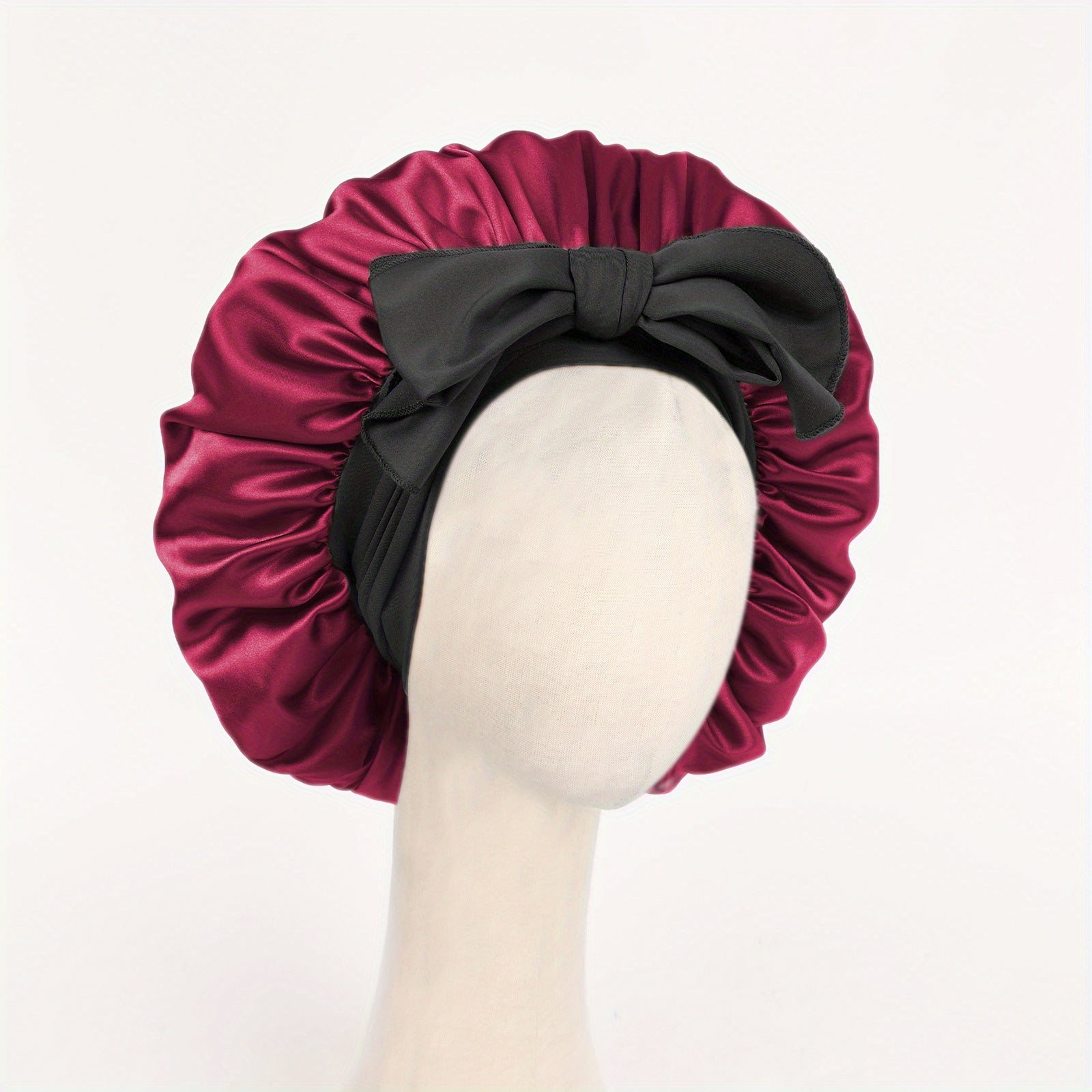 Silk Sleep Cap Satin Bonnet Adjustable Headwear with Tie Band for Women Men