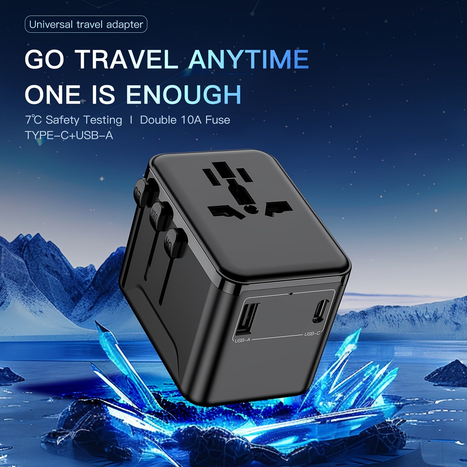 Multi-Functional Travel Adapter with Fast Charging Dual Fuse Safety Universal Plug