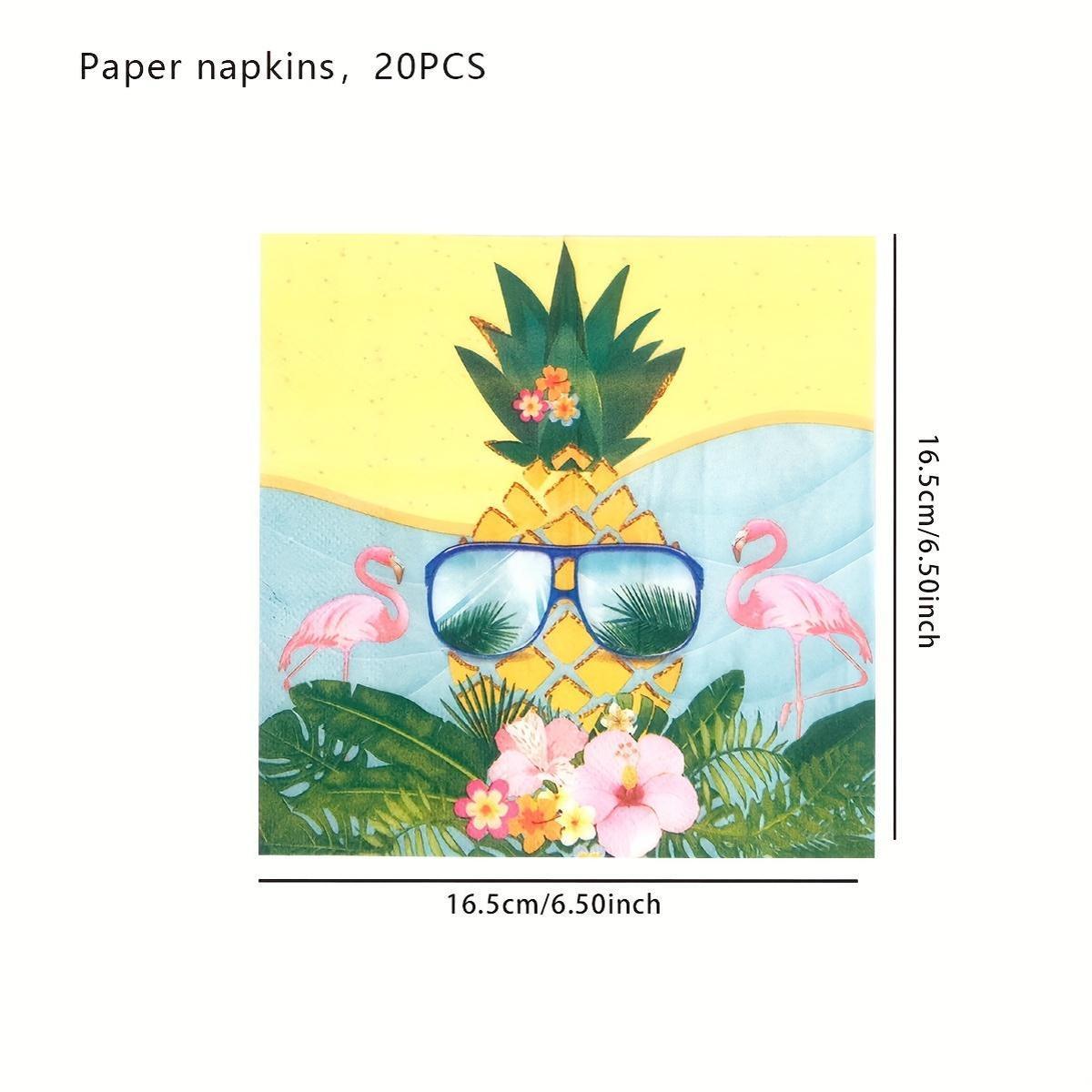 Platos, vasos y servilletas desechables de fiesta de piña temática de frutas tropicales