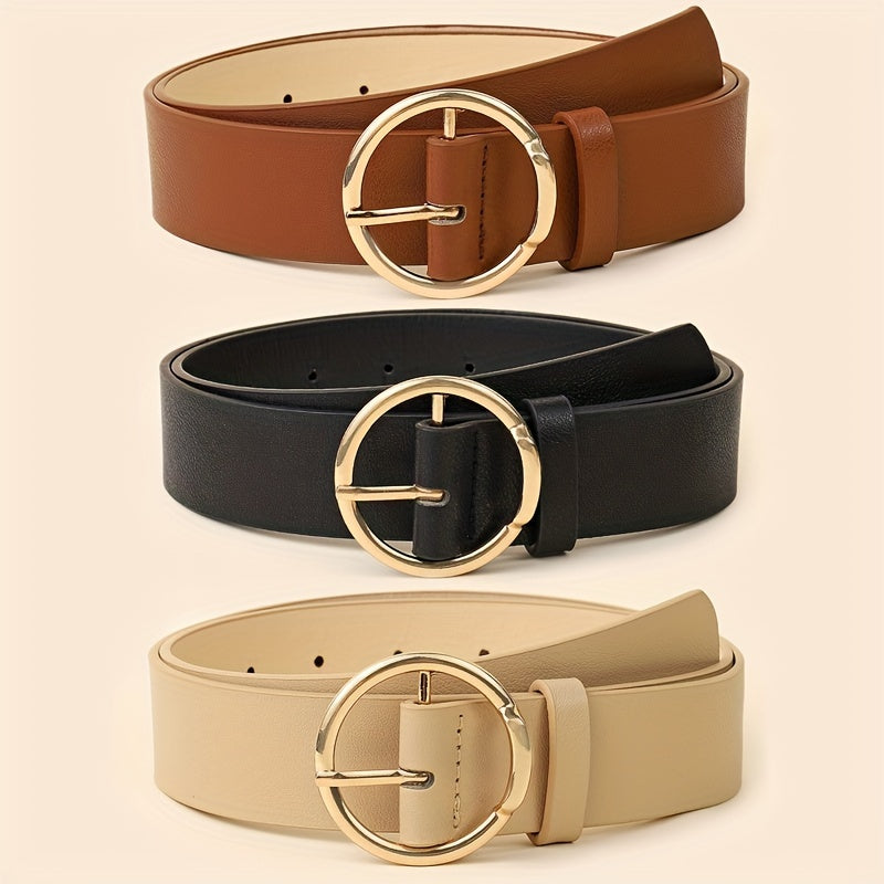 Women's PU Leather Skinny Belts Set with Metal Buckle, Solid Color, Thin Waist Belts for Pants Jeans Dresses