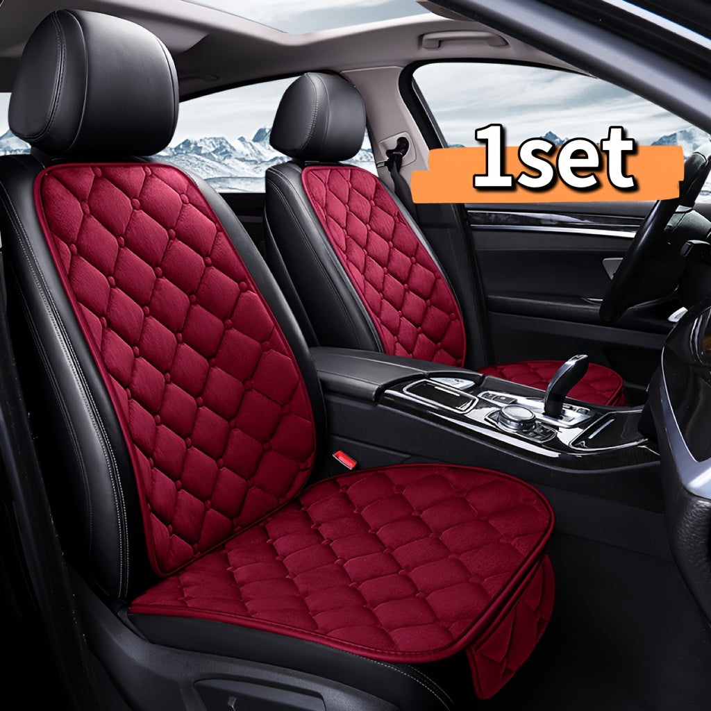 Set of 2 Plush Car Seat Cushion Covers Oval Shape Universal Fit for Front Seat Bottom and Backrest