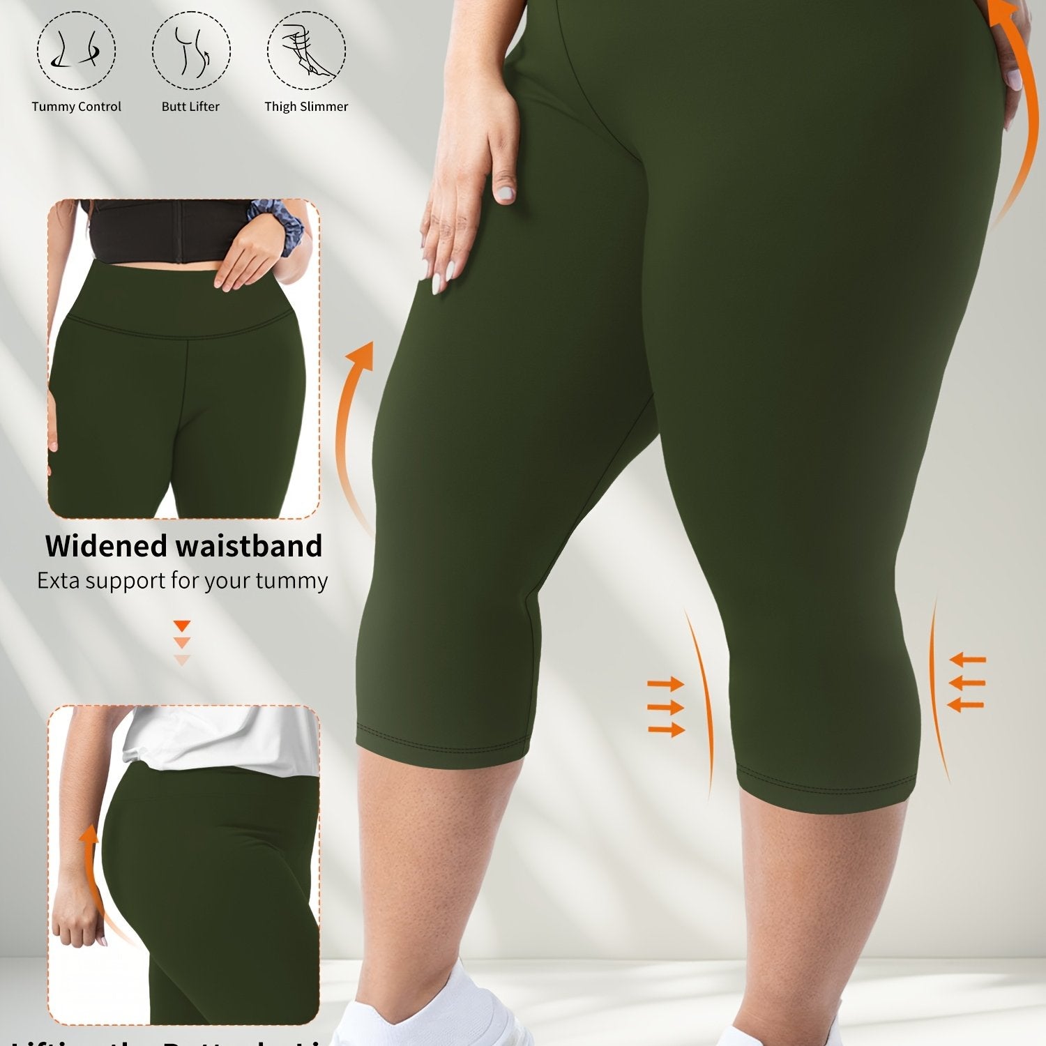 Plus Size High-Waisted Leggings Spring Summer 7-Point Yoga Workout