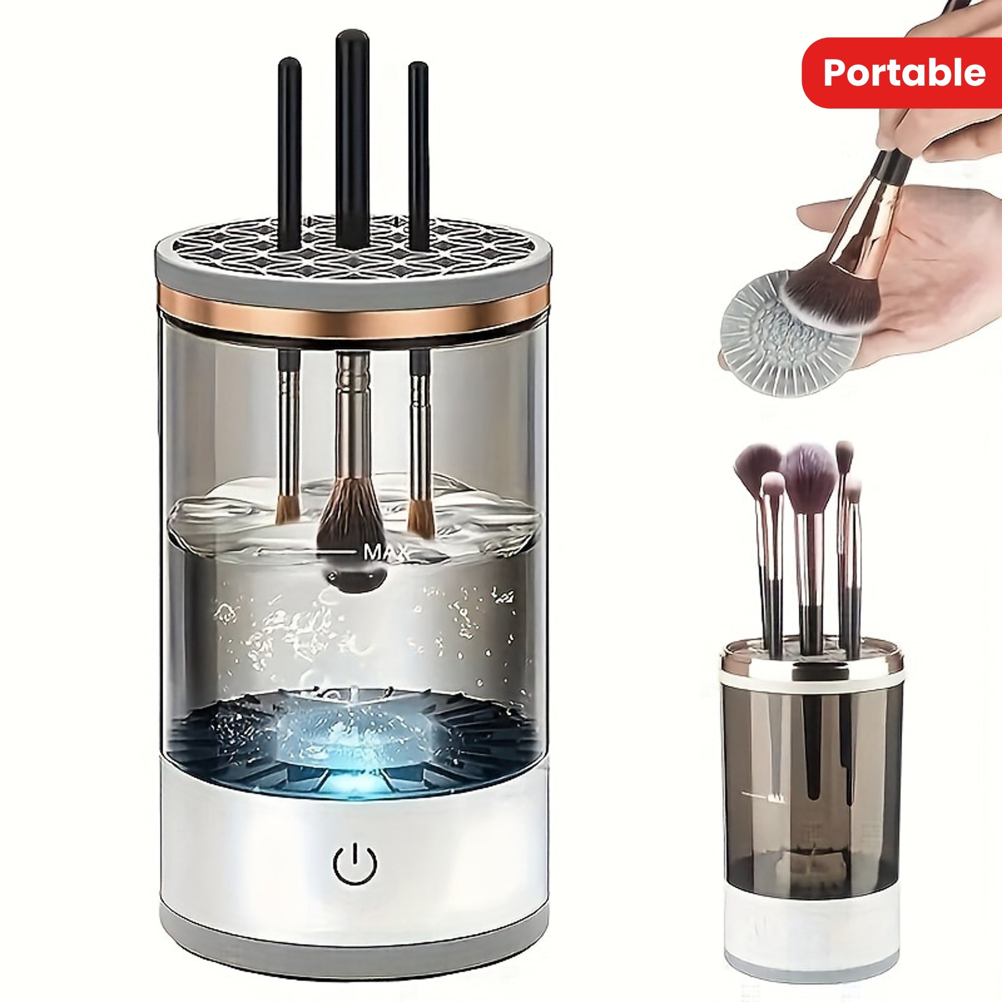 Portable Electric Makeup Brush Cleaner USB Rechargeable Collapsible Brush Cleaning Device