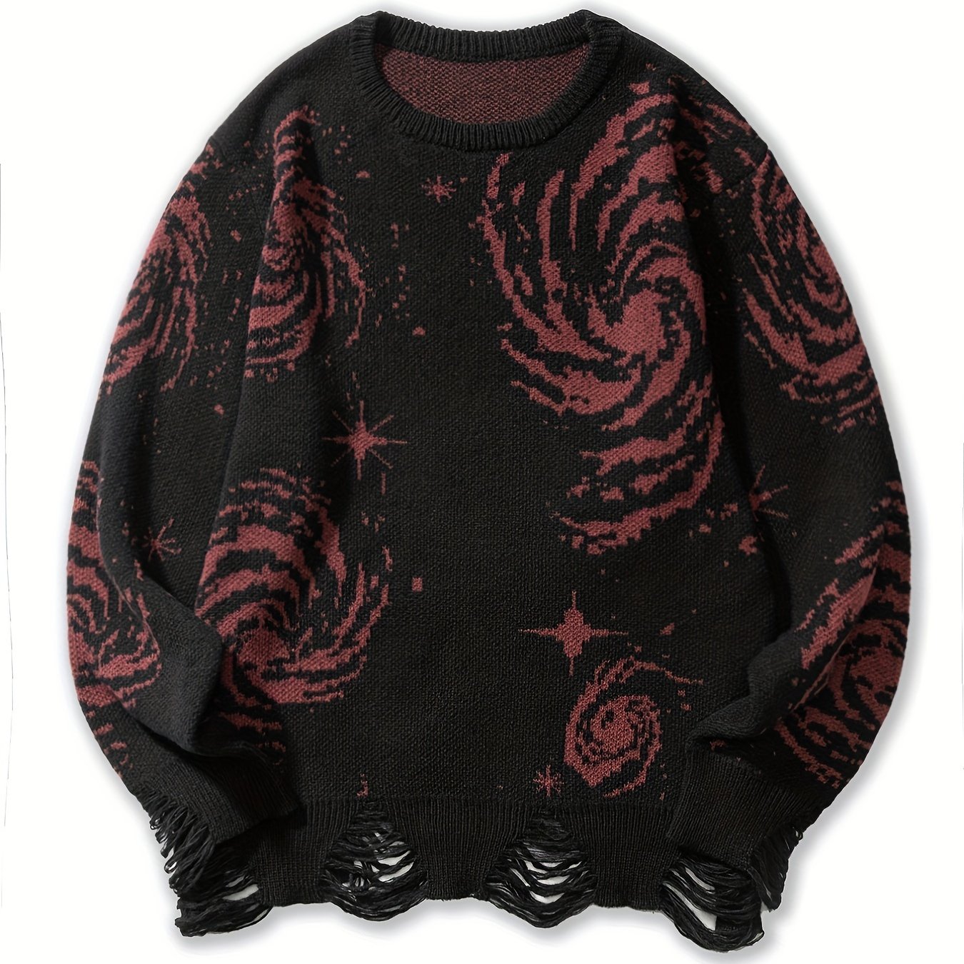 Men's Knit Sweater with Starry Graphic Print Plus Size Casual Pullover