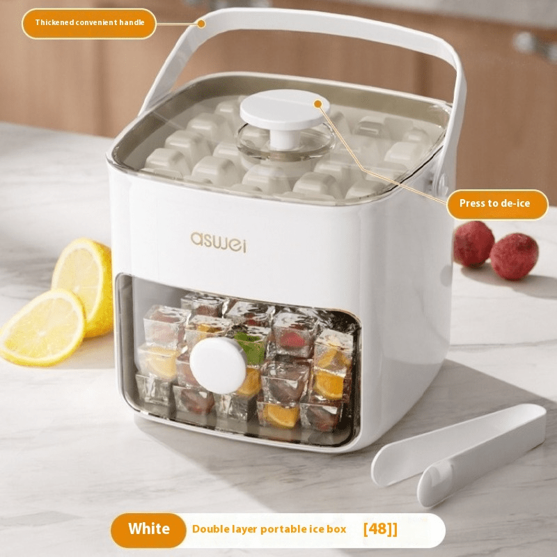 48-Cube Ice Maker Tray Double-Layer Food-Grade Plastic Freezer-Safe