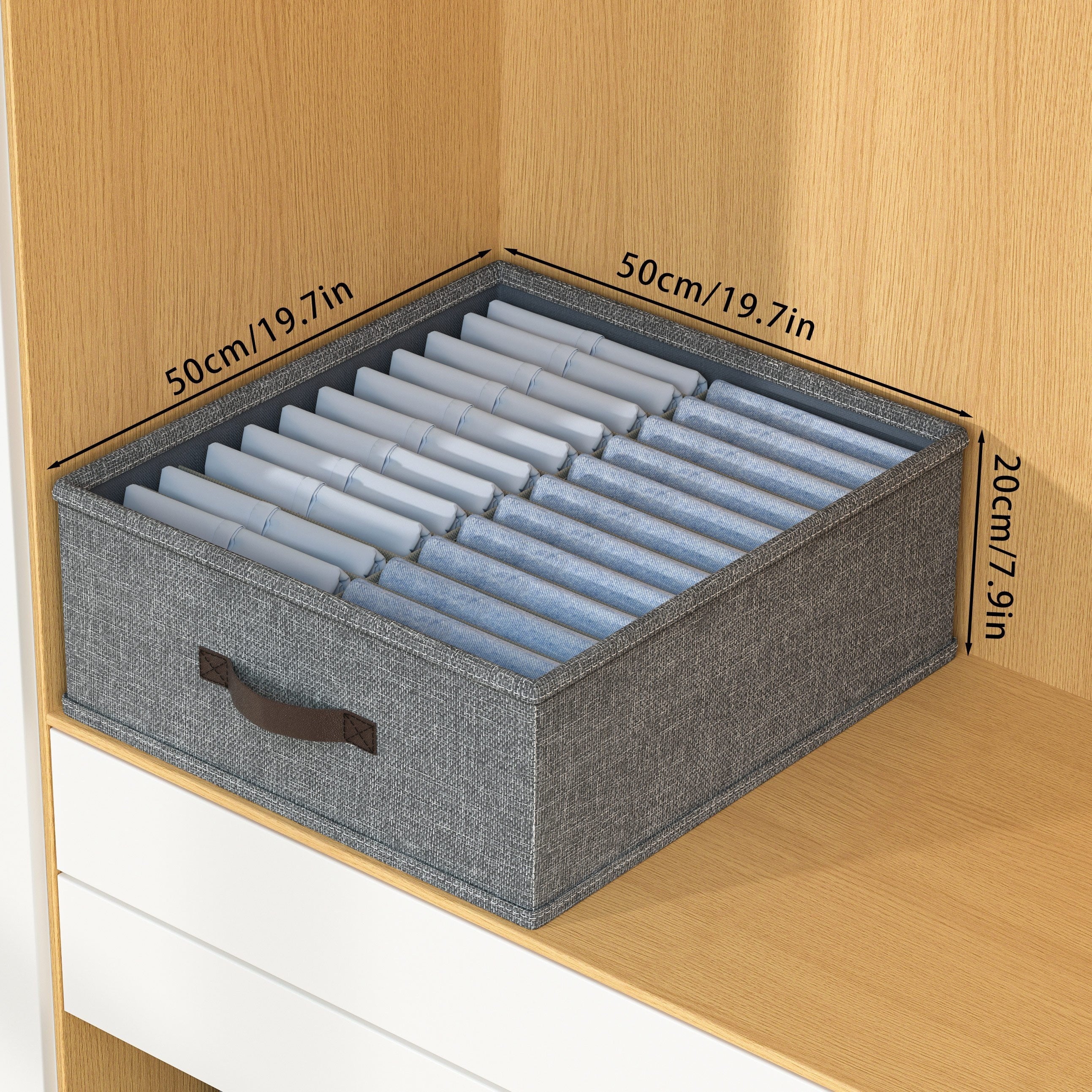 Minimalist Fabric Storage Box Foldable Beige Light Grey for Home Organization