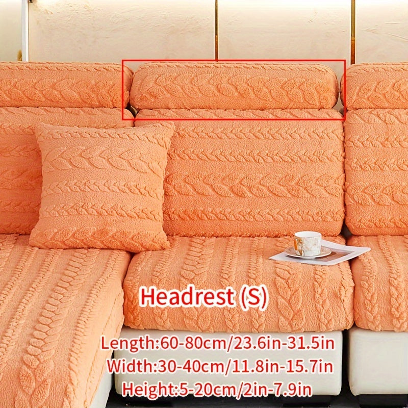 Wheat Sheaf Pattern Plush Sofa Cover Elastic Fit for 1-4 Seater Non-Slip Machine Washable