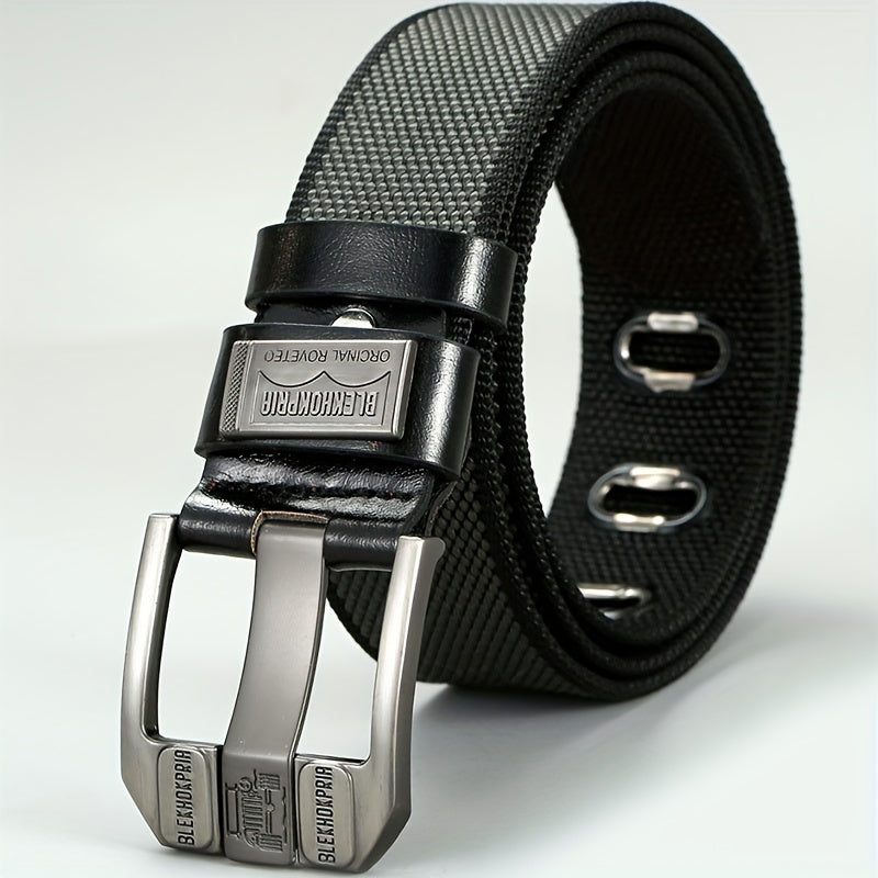 Cinturón de lona grande para hombre con hebilla de pasador de aleación, duradero, casual, regalo