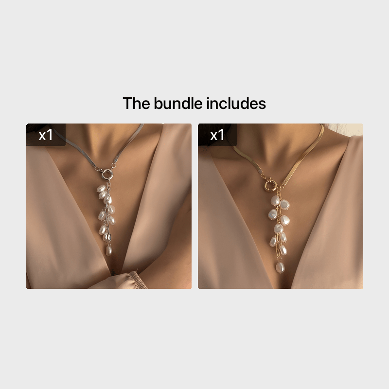 Кулон-ожерелье с кисточкой из искусственного жемчуга в винтажном стиле для женщин - Элегантная плоская змейка с камнем рождения декабря