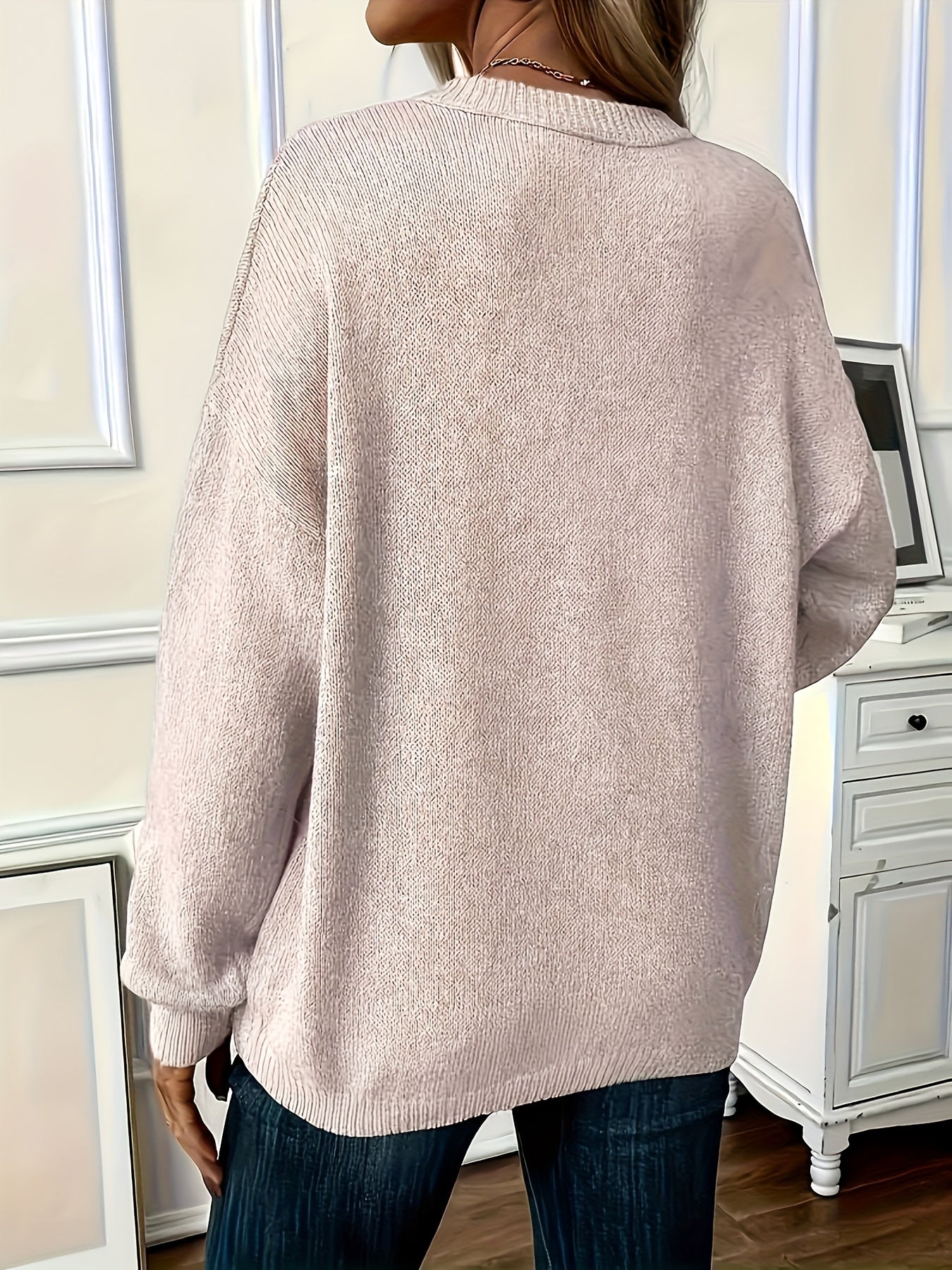 Women's Plus Size Crew Neck Sweater Polyester Knit Long Sleeve Fall Winter