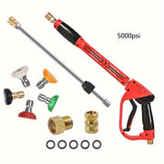 High Pressure Washer Gun with Extension Rod Nozzle Tips 5000 PSI Brass Metal