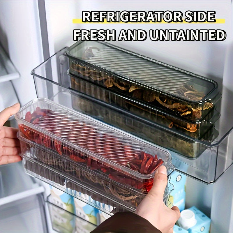 3pcs Clear Reusable Pet Plastic Storage Bins for Refrigerator Organizer