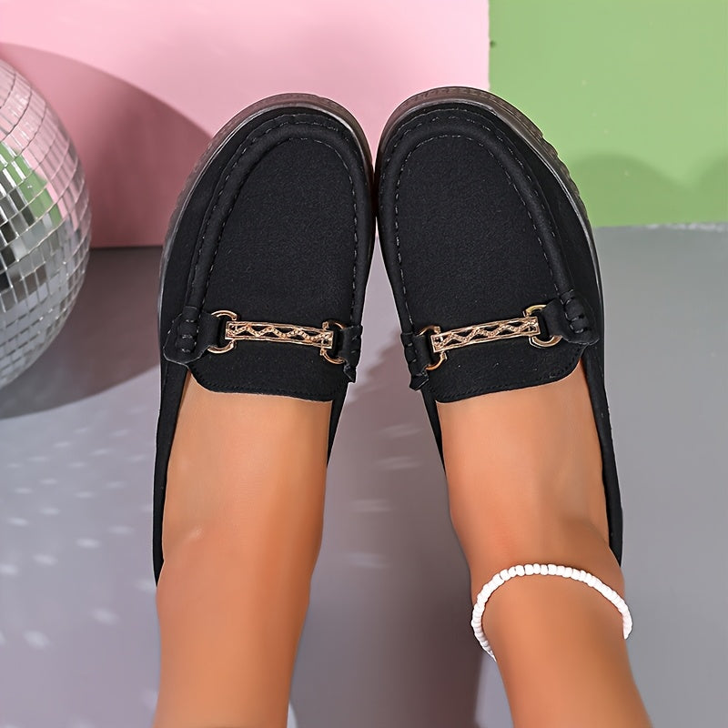 Women's Slip-On Loafers PU Cover Upper TPR Sole Casual Flats Black Brown Light Brown