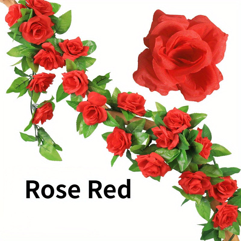 7.55ft Outdoor UV-Resistant Artificial Rose Vine for Garden Decor