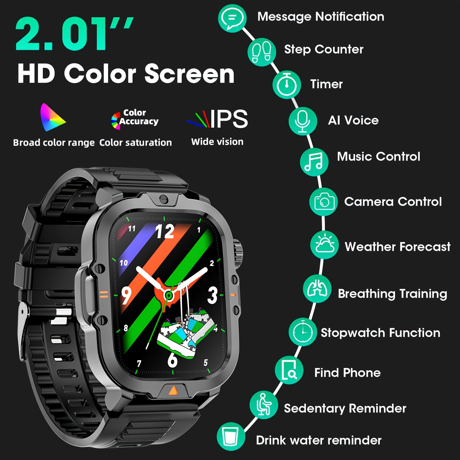 LZUEFK Smartwatch erkaklar va ayollar uchun, 5.11 sm HD ekran, simsiz qo'ng'iroq, fitnes kuzatuvchi, kaloriya va pedometr, mustahkam silikon tasma bilan.