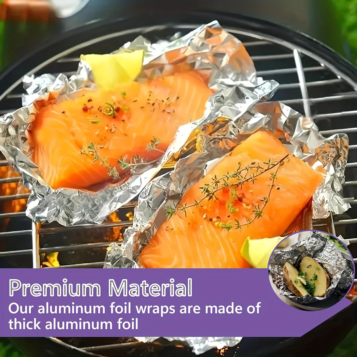 Pre-Cut Aluminum Foil Sheets 9x10.75 Inches, Food Wrap, Grilling, Freezing