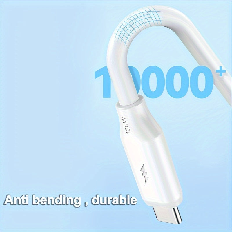 PVC USB-C Charging Cable 120W 6A Fast Data Sync Durable Round Glossy Finish