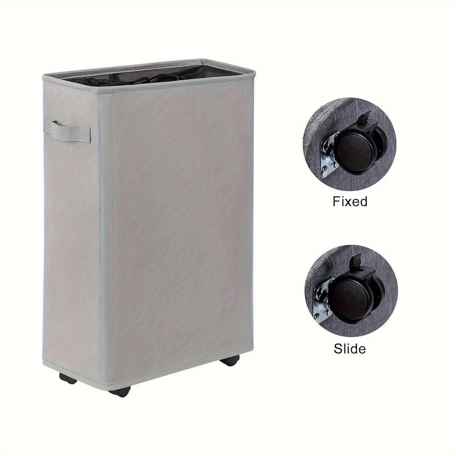 Laundry Hamper with Wheels 45L Slim Foldable Portable for Bathroom Bedroom Dorm